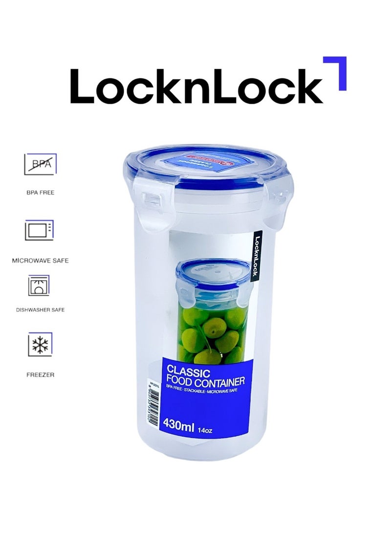 لوك آند لوك لوك لوك 430 مل - وعاء دائري محكم الغلق لتخزين الطعام - خالٍ من مادة BPA، آمن للاستخدام في الميكروويف والفريزر وغسالة الأطباق - Image 1