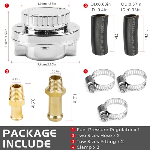YESHMA 1-5 PSI Universal Fuel Pressure Regulator Adjustable Manual for Carburetor Carb Zinc Alloy with 5/16 3/8 Fittings - Image 4