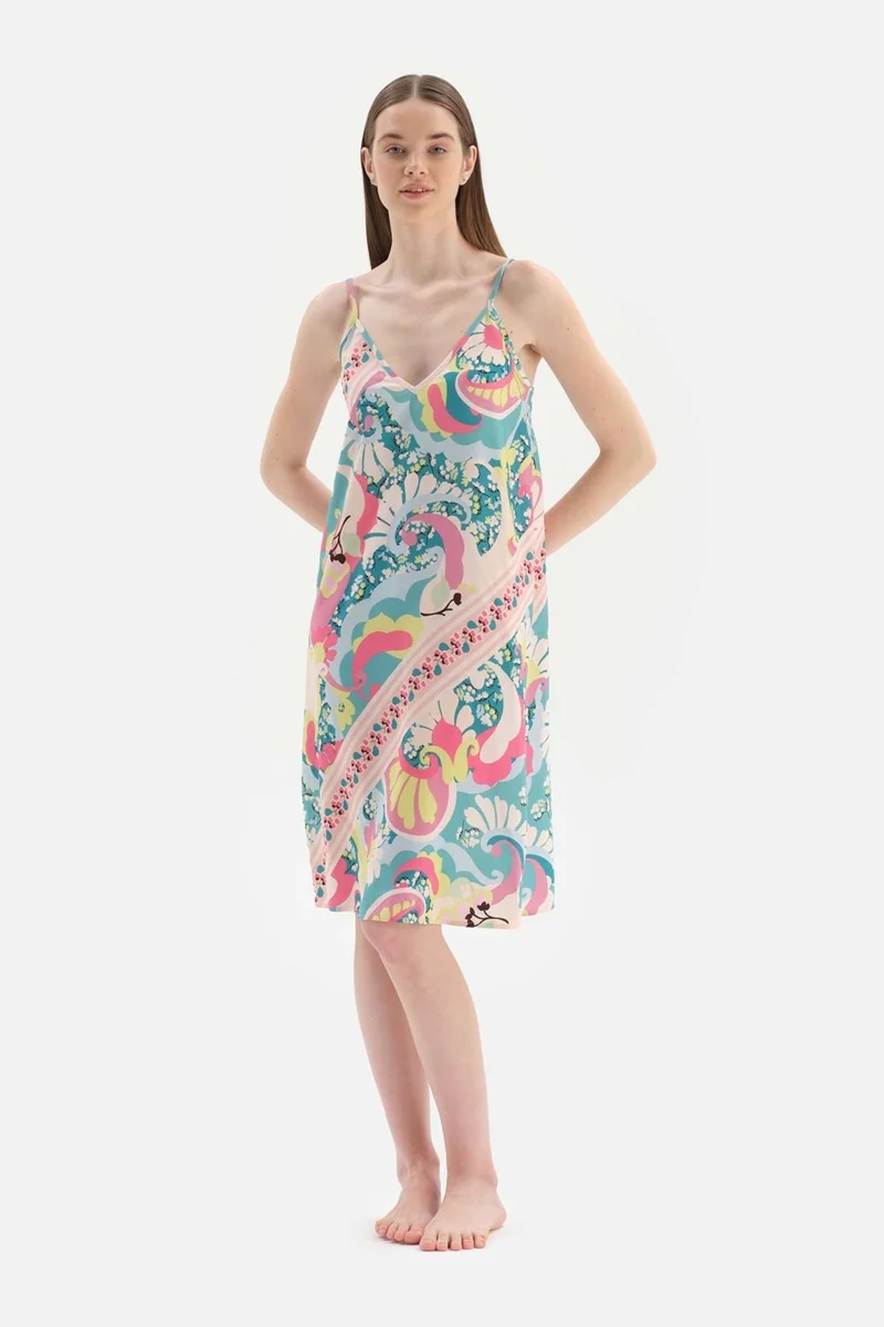 داجي Multicolor Hanging Border Detailed Woven Nightgown