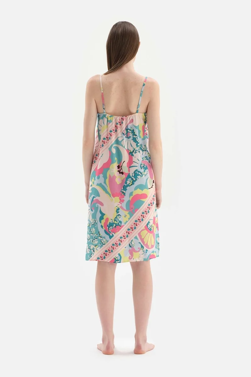 داجي Multicolor Hanging Border Detailed Woven Nightgown