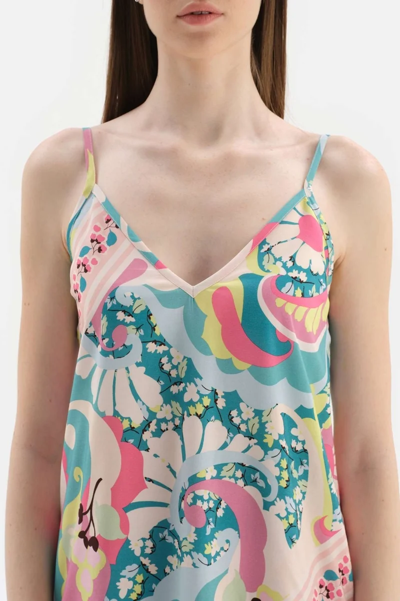 داجي Multicolor Hanging Border Detailed Woven Nightgown