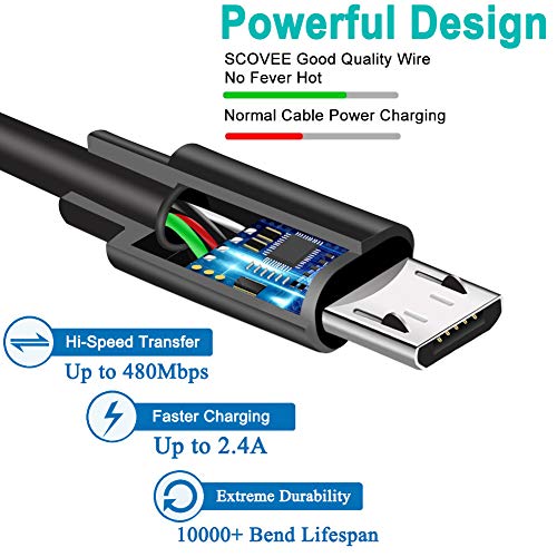 SCOVEE 2-Pack 6FT Micro USB Power Cable for Amazon Fire TV Stick,for Roku Streaming Stick,Express Plus,Premier Plus,Voice Remote Pro,Chromecast Charging Charger for Kindle Fire 10 Tablet Firestick Cord Long - Image 4