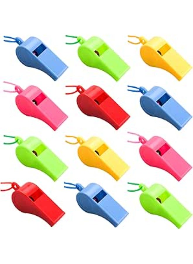 طقم صفارات رياضية بلاستيكية ملونة مع حبال (12 قطعة) – للمدربين والحكام والأنشطة الرياضية الخارجية - Image 1