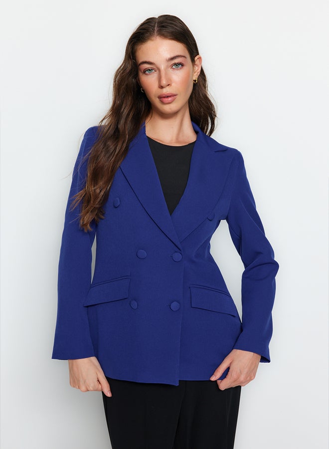 trendyol Saks Regular Lined Double Breasted Closure Woven Blazer Jacket - Image 5
