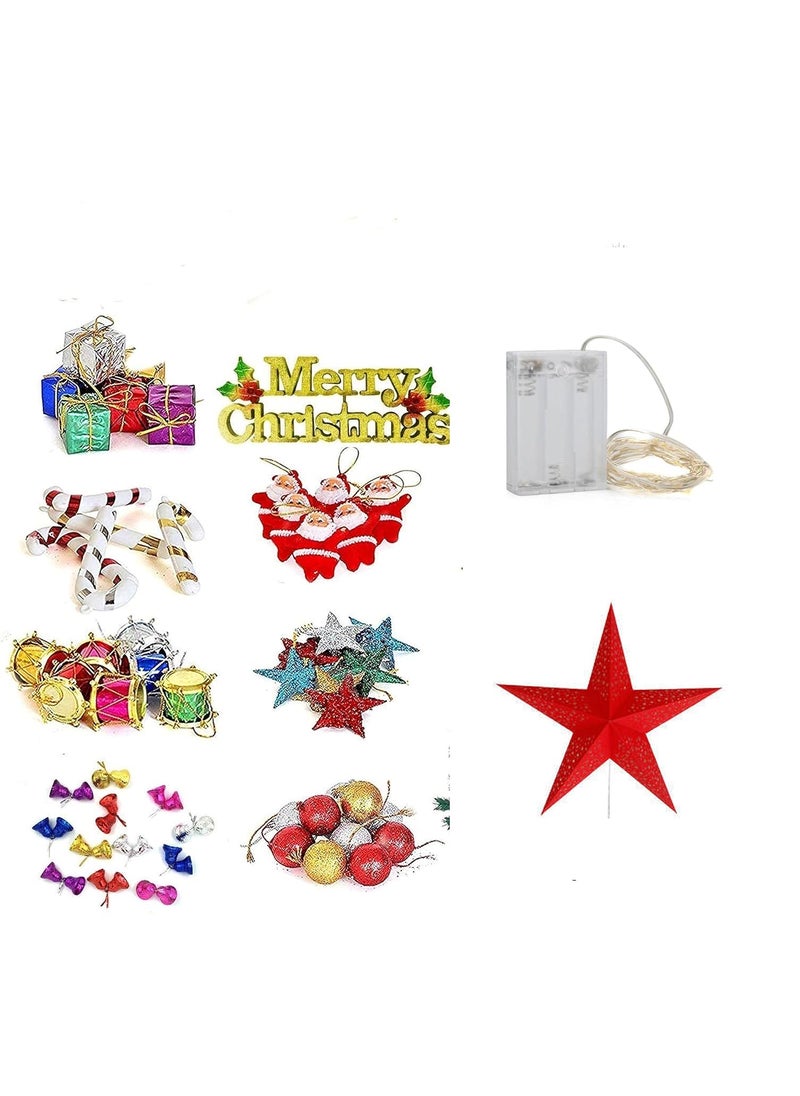 Lazybeee LAZYBEEE Beautiful 51Pcs Mini Christmas Tree Decoration Ornaments Set for Tree Decorations Christmas Decorations Items Balls Bells Gifts Drums StarsSanta Claus  - Image 1