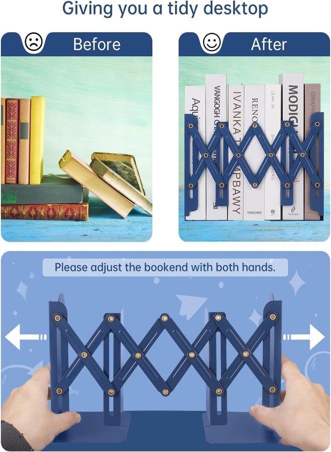 Honagu Adjustable Book Ends, Bookends, Metal Book Ends for Shelves, Bookends for Heavy Book, Desk Book Organizer for Home, Office, Classroom, Kids Room, Gifts for Boys and Girls（Astronaut） - Image 2