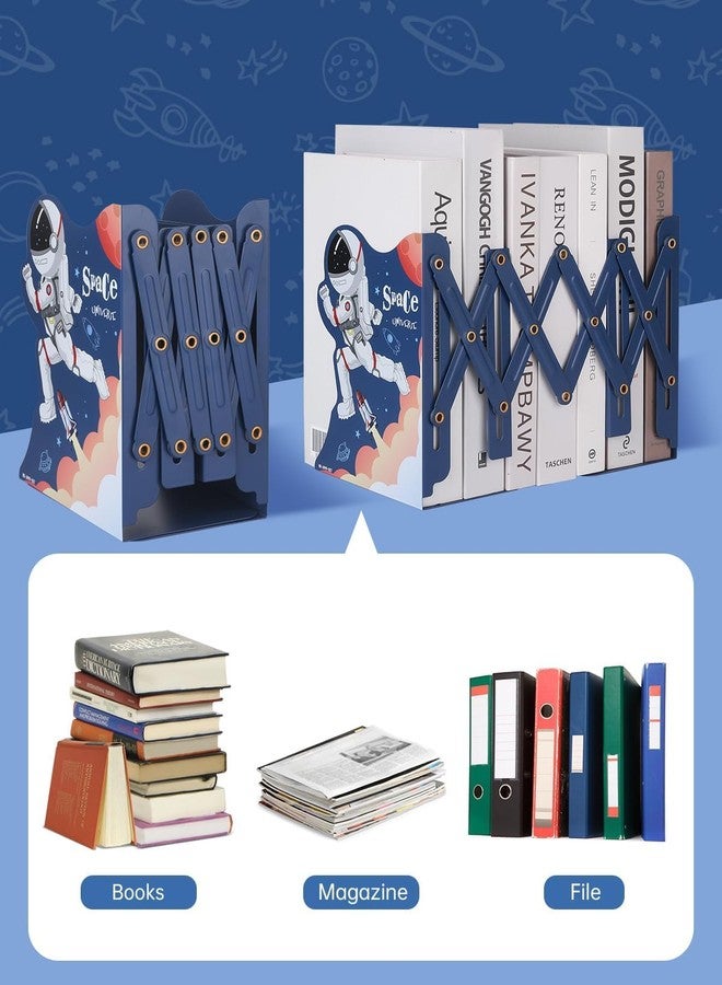 Honagu Adjustable Book Ends, Bookends, Metal Book Ends for Shelves, Bookends for Heavy Book, Desk Book Organizer for Home, Office, Classroom, Kids Room, Gifts for Boys and Girls（Astronaut） - Image 5