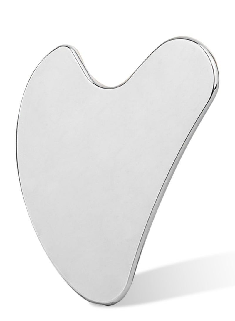 l&wen Stainless Steel Gua Sha Facial Tool, Face Metal Massager, Tighten Skin and Reduce Puffiness for Face Neck Eyes Body (85*3.8*55mm) - Image 1