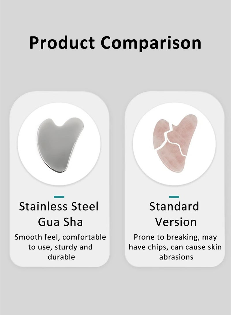 l&wen Stainless Steel Gua Sha Facial Tool, Face Metal Massager, Tighten Skin and Reduce Puffiness for Face Neck Eyes Body (85*3.8*55mm) - Image 5