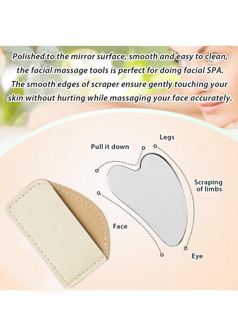 l&wen Stainless Steel Gua Sha Facial Tool, Face Metal Massager, Tighten Skin and Reduce Puffiness for Face Neck Eyes Body (85*3.8*55mm) - Image 2