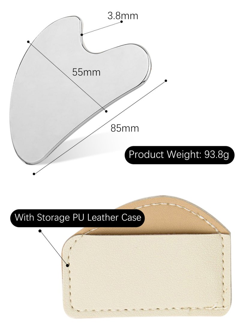 l&wen Stainless Steel Gua Sha Facial Tool, Face Metal Massager, Tighten Skin and Reduce Puffiness for Face Neck Eyes Body (85*3.8*55mm) - Image 3