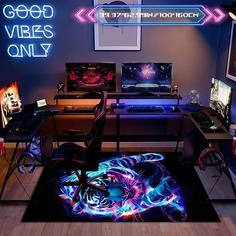 Festive Lightning Tiger Velvet Floor Mat 70.87x98.43in Machine Washable - Image 4