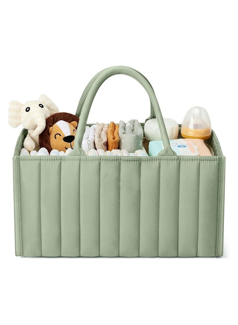 Baby Diaper Basket, Diaper Storage Basket - Newborn Gift Registry and Baby Essentials List, Distinct Space, 38*25*18cm, Green  - Image 1
