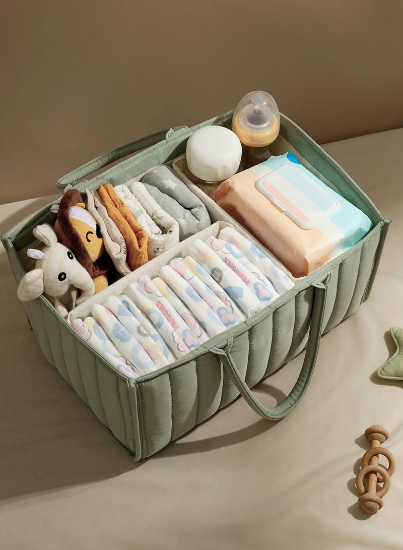 Baby Diaper Basket, Diaper Storage Basket - Newborn Gift Registry and Baby Essentials List, Distinct Space, 38*25*18cm, Green  - Image 3