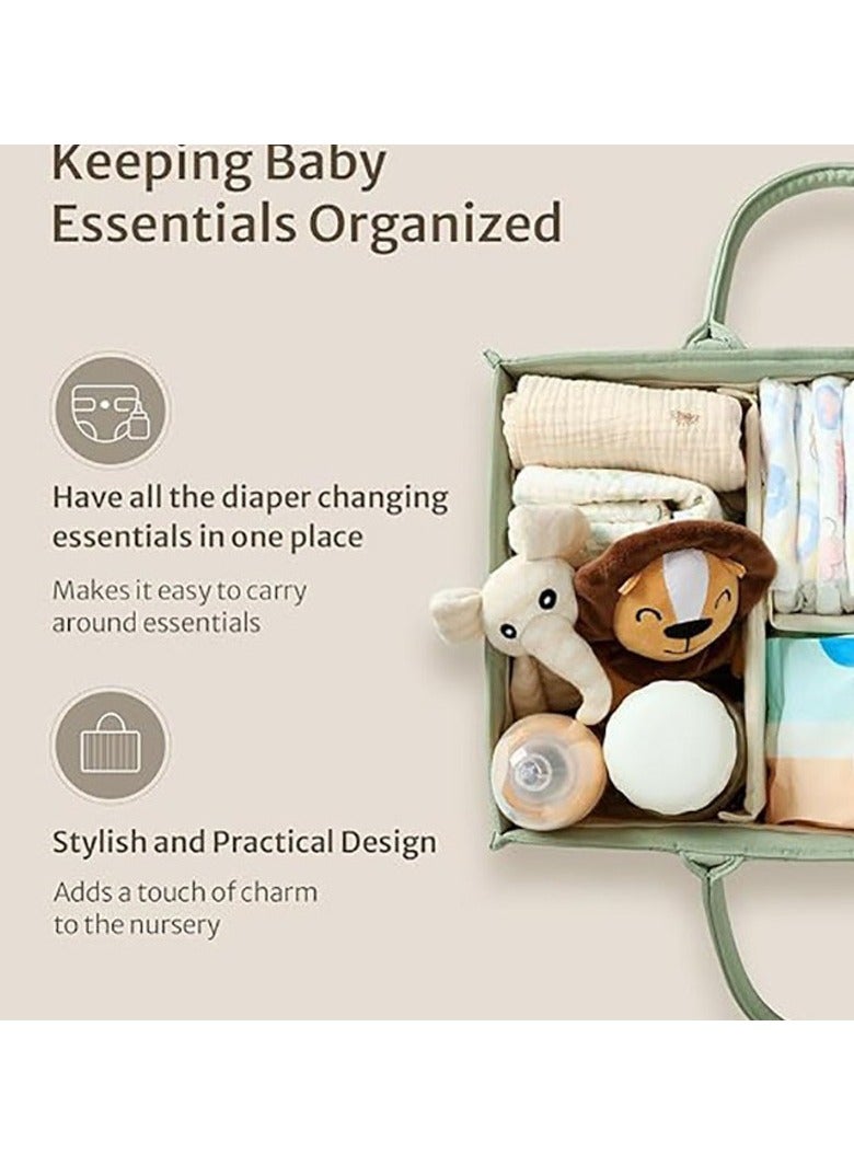 Baby Diaper Basket, Diaper Storage Basket - Newborn Gift Registry and Baby Essentials List, Distinct Space, 38*25*18cm, Green  - Image 5