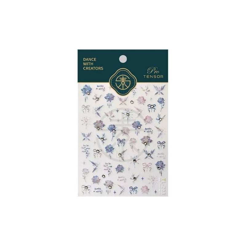 NBNTGH Rose Nail Art Stickers 5D Embossed Nail Decals Rhinestone Nail Art Design Ombre Flower Nails Stickers for Nails Art Supplies Charm for Women Manicure DIY Decorations Accessories - Image 4