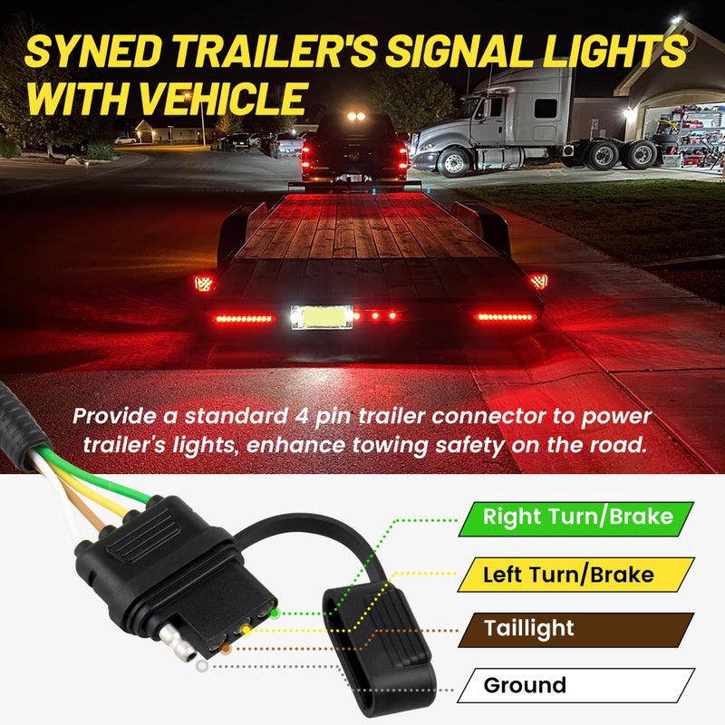 Oyviny 4 Way Flat Trailer Wiring Harness for Nissan Frontier 2005-2025/Nissan Xterra 2005-2015/Suzuki Equator 2009-2012, Factory Tow Package Required - Image 3