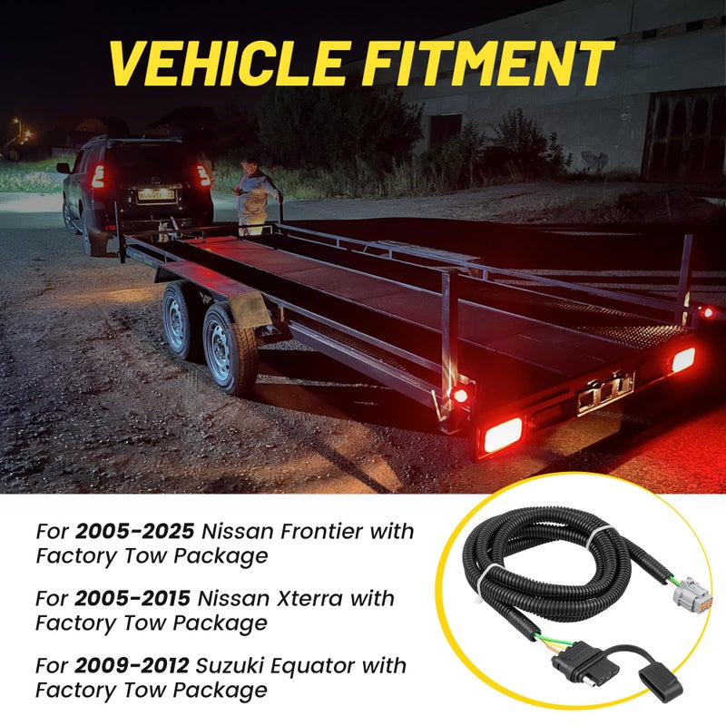 Oyviny 4 Way Flat Trailer Wiring Harness for Nissan Frontier 2005-2025/Nissan Xterra 2005-2015/Suzuki Equator 2009-2012, Factory Tow Package Required - Image 2
