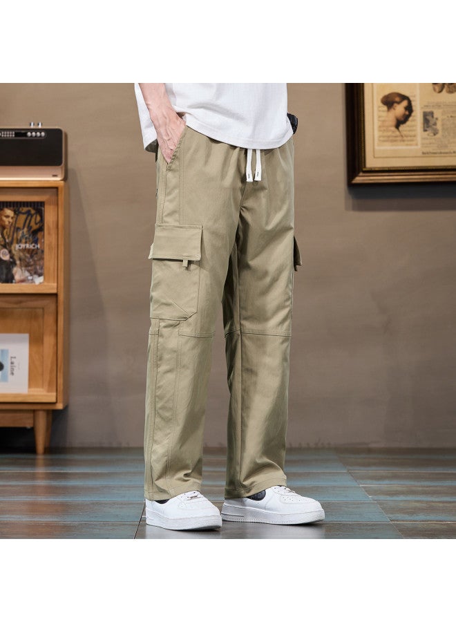 TonLion youth Korean-style Versatile Solid Color Straight-leg Trousers With Elastic Waist For Summer Casual Wear - Image 5