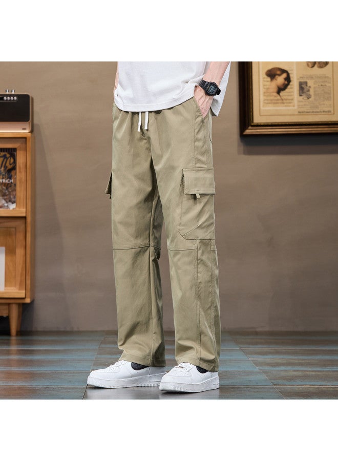 TonLion youth Korean-style Versatile Solid Color Straight-leg Trousers With Elastic Waist For Summer Casual Wear - Image 4