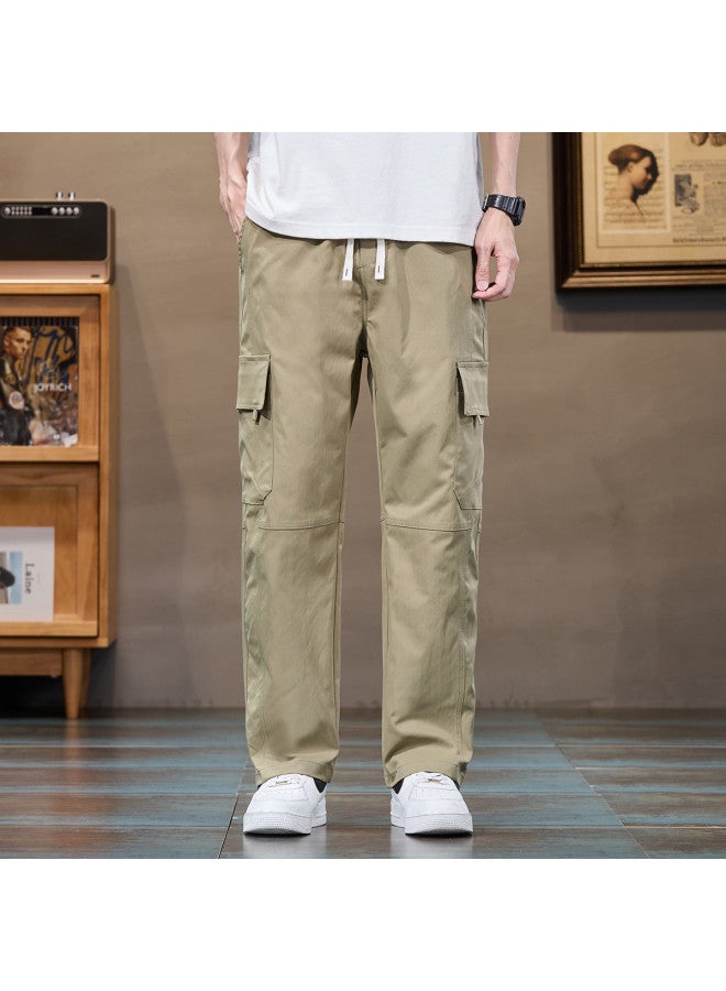 TonLion youth Korean-style Versatile Solid Color Straight-leg Trousers With Elastic Waist For Summer Casual Wear - Image 3