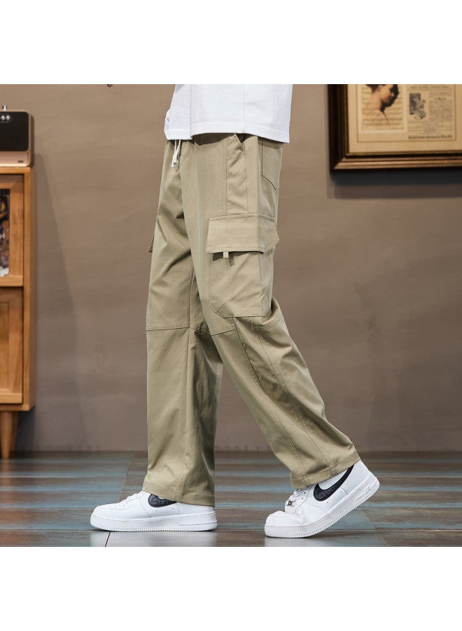 TonLion youth Korean-style Versatile Solid Color Straight-leg Trousers With Elastic Waist For Summer Casual Wear - Image 2