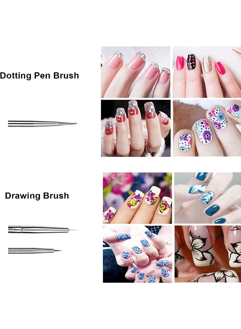 دايتويز 20 قطعة من أدوات تصميم فن الأظافر، مجموعة من 15 فرشاة أظافر لرسم طلاء الجل و5 أقلام لتنقيط الأظافر لرسم الصخور، مجموعة أدوات احترافية للمبتدئين - Image 3