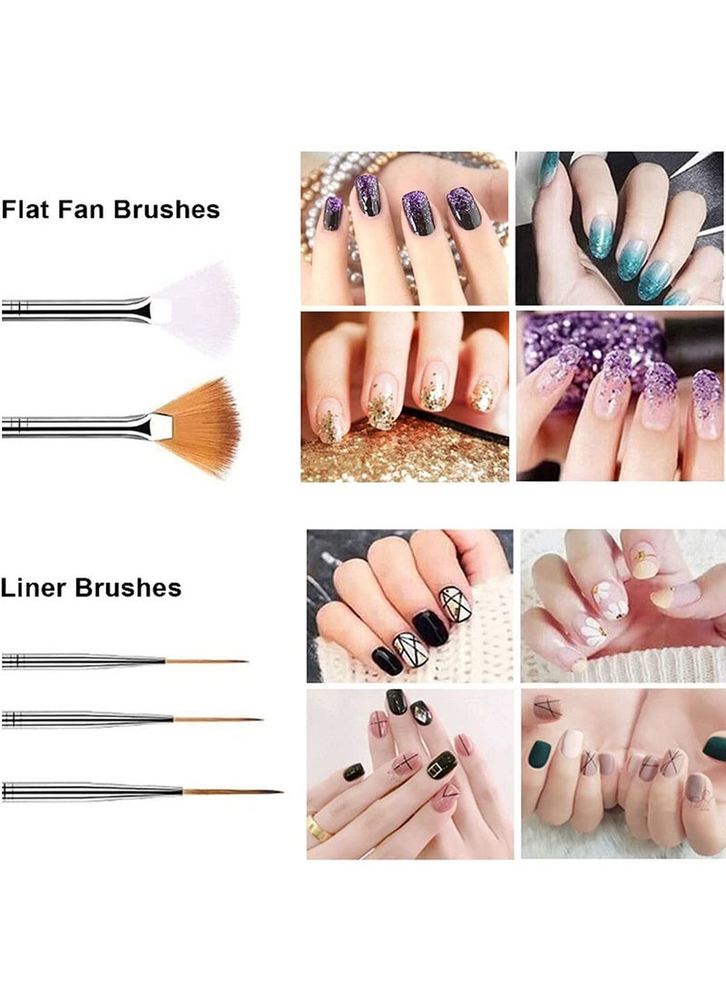 دايتويز 20 قطعة من أدوات تصميم فن الأظافر، مجموعة من 15 فرشاة أظافر لرسم طلاء الجل و5 أقلام لتنقيط الأظافر لرسم الصخور، مجموعة أدوات احترافية للمبتدئين - Image 4