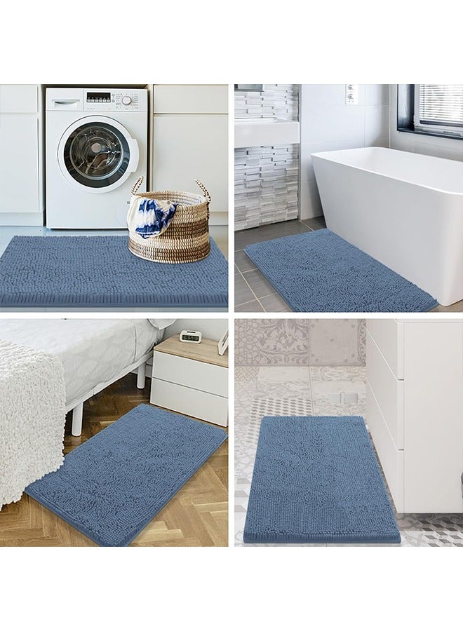 ميون سجادتان للحمام، سجادة أرضية قابلة للغسل في الغسالة مع قاعدة غير قابلة للانزلاق، سجادة حمام للحمام (أزرق) - Image 2