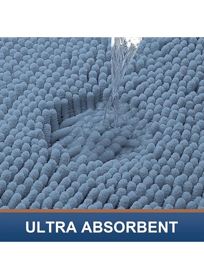 ميون سجادتان للحمام، سجادة أرضية قابلة للغسل في الغسالة مع قاعدة غير قابلة للانزلاق، سجادة حمام للحمام (أزرق) - Image 4