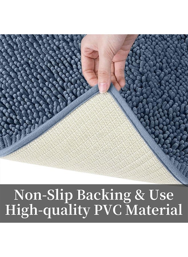 ميون سجادتان للحمام، سجادة أرضية قابلة للغسل في الغسالة مع قاعدة غير قابلة للانزلاق، سجادة حمام للحمام (أزرق) - Image 3