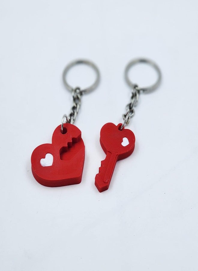 CUBIX3D Love Lock & Key Couple Keychain Set (2 Pcs) | 3D Printed Heart & Key Matching Keyrings | Romantic Gift for Couples, Valentine, Anniversary, Proposal - Image 1