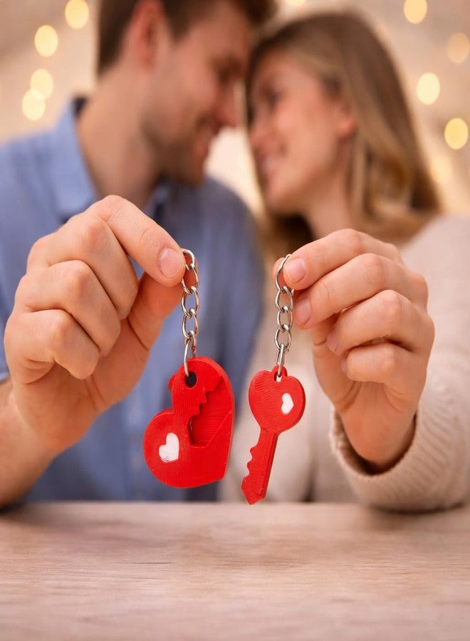 CUBIX3D Love Lock & Key Couple Keychain Set (2 Pcs) | 3D Printed Heart & Key Matching Keyrings | Romantic Gift for Couples, Valentine, Anniversary, Proposal - Image 4