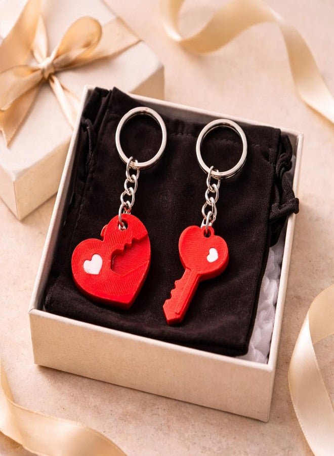 CUBIX3D Love Lock & Key Couple Keychain Set (2 Pcs) | 3D Printed Heart & Key Matching Keyrings | Romantic Gift for Couples, Valentine, Anniversary, Proposal - Image 5