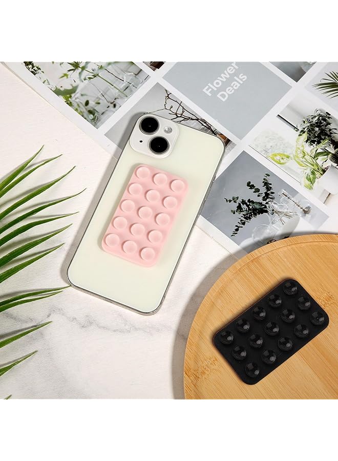 Excefore 2 Pack Silicone Suction Phone Case, Double Sided Suction Cup, Anti-Slip Hands-Free Mobile Accessory Holder, Suitable For Videos And Selfies (Black, Light Pink) - Image 5