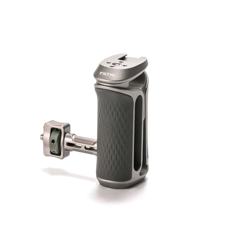 Tilta Xeno Side Handle for Filmmakers Cameras Titanium Gray Secure Connection Helps Prevent Rotation Adjustable Height Textured Silicone Grip Easy Assembly 1420 wLocating Pins - Image 1
