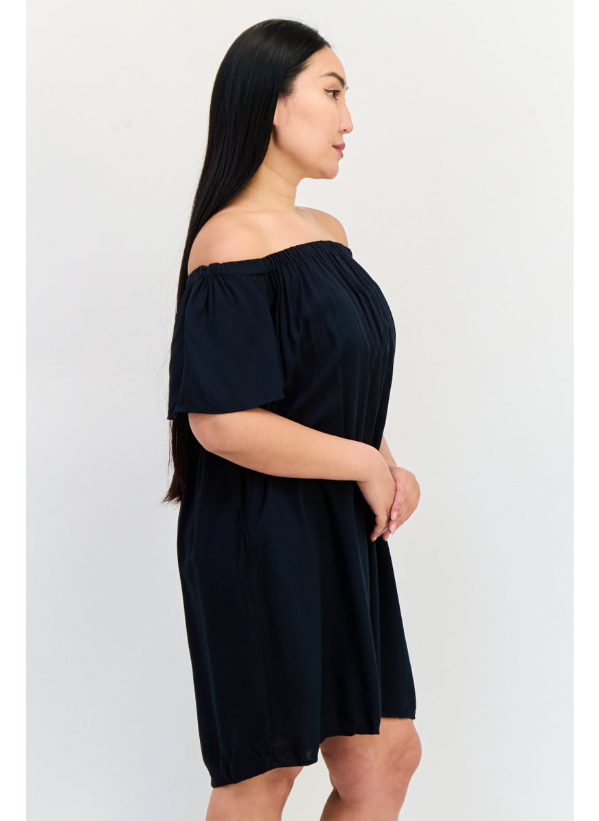 ONLY Women Solid Casual Mini Dress, Black  - Image 3