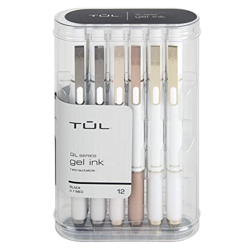 TUL® GL Series Retractable Gel Pens, Medium Point, 0.7 mm, Pearl White Barrel, Black Ink, Pack Of 12 Pens - Image 1
