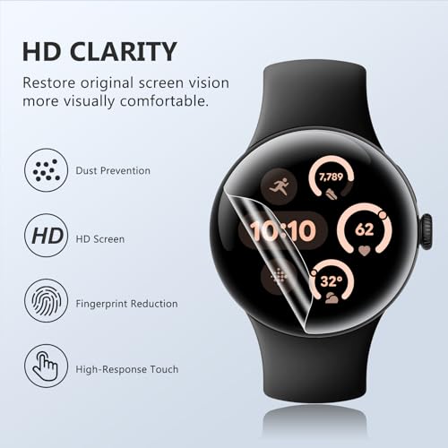 EGV 6 Pack for Google Pixel Watch 45mm Screen Protector, Pixel Watch 4/3 Screen Protector [Upgrade Flexible Film] Self-Healing, Anti-Scratch, [Non-Bubbles] Soft HD TPU - Image 5