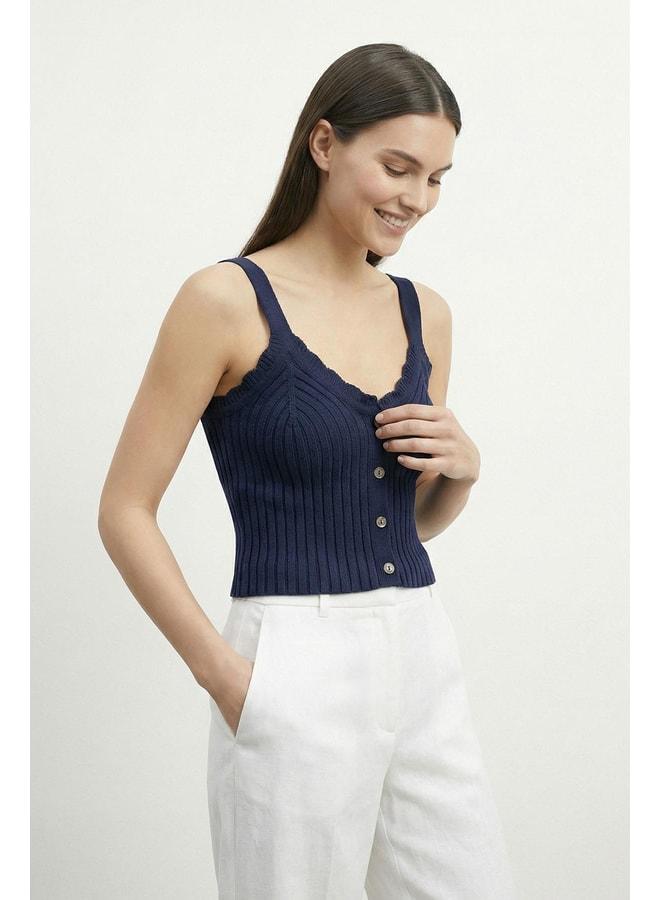 Soul Women's Strappy Knit Blouse - 31725BLZ - NAVY - Image 1