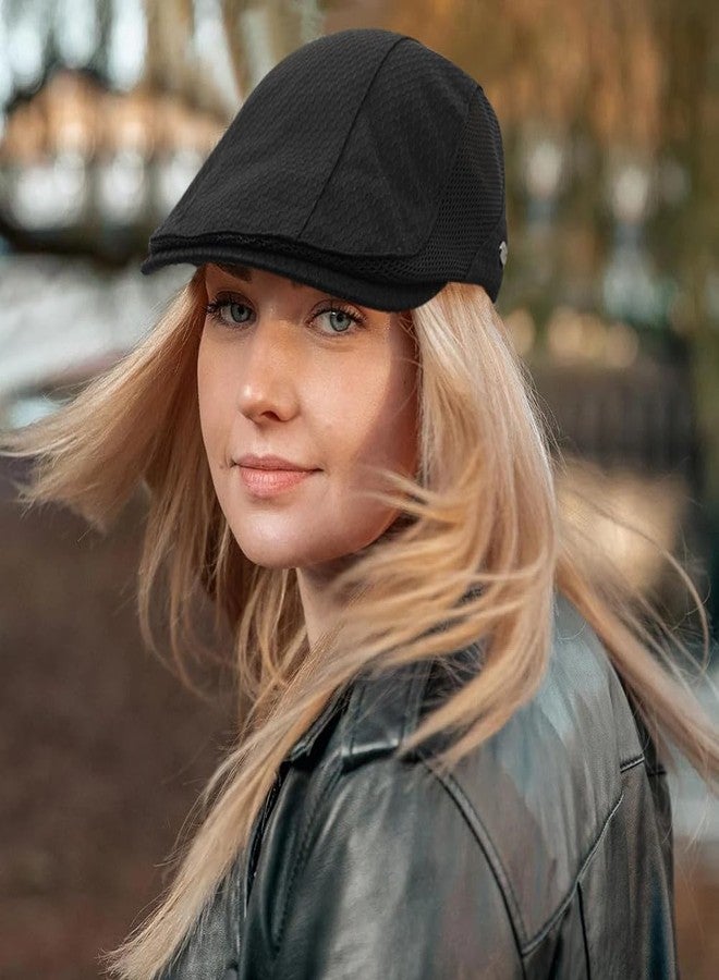 Taidor Mesh Cap Breathable Summer Newsboy Hat Adjustable Beret Ivy Cap Irish Cabbie Driving Fishing Hats, Black, One size - Image 3