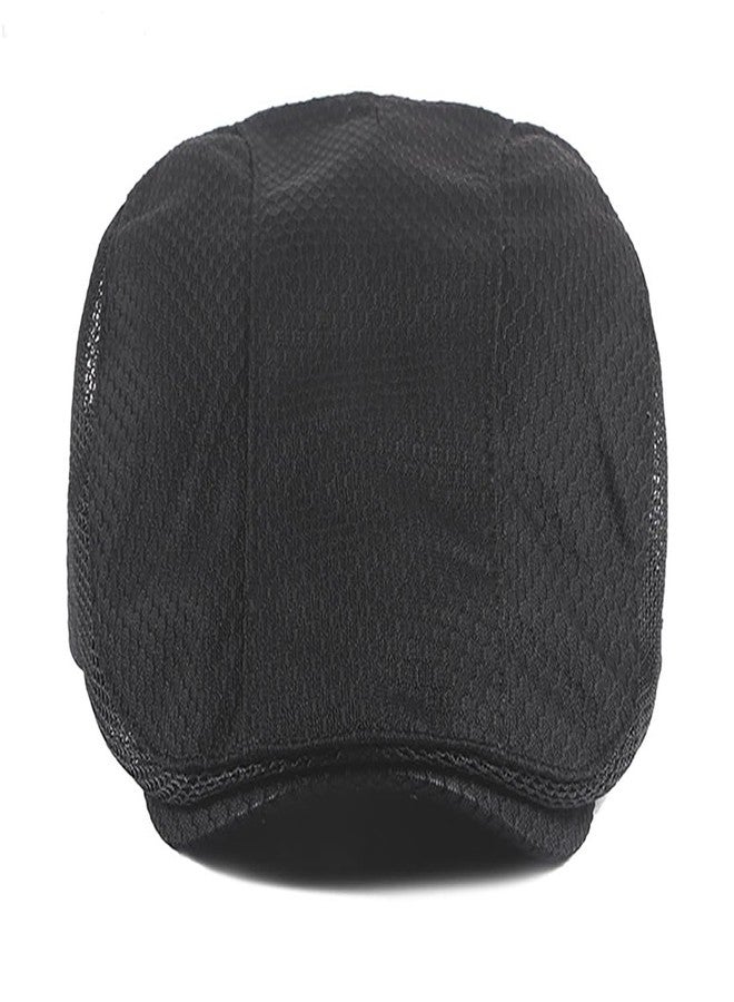 Taidor Mesh Cap Breathable Summer Newsboy Hat Adjustable Beret Ivy Cap Irish Cabbie Driving Fishing Hats, Black, One size - Image 4