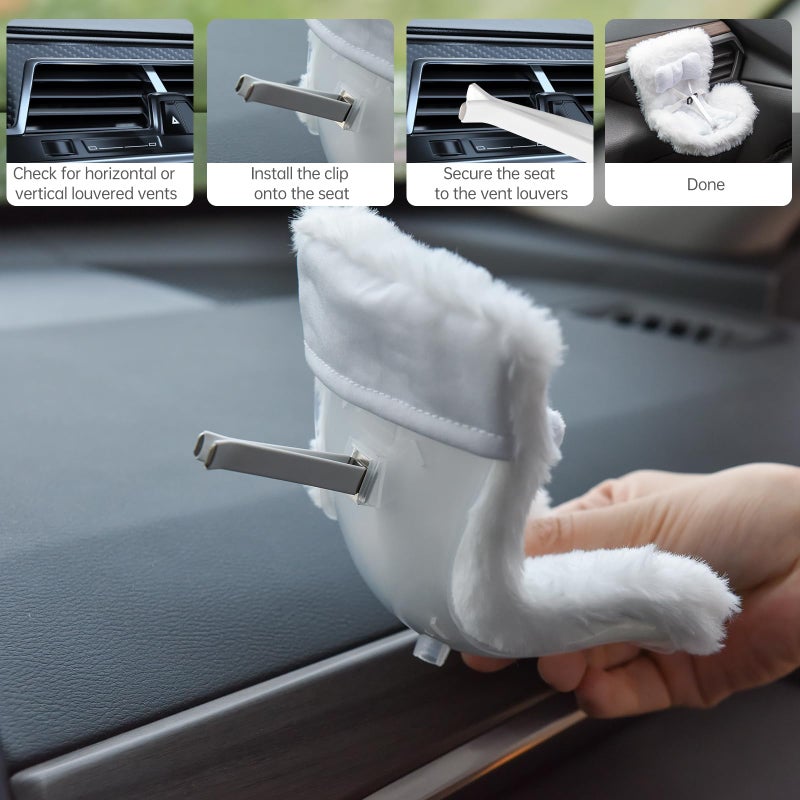 Ciunura Doll Car Seat Compatible with Bubudoll, Small Seat for 10-17cm Blind Box Toys, Including Air Vent Clip, Desktop Stand, Adjustable Safety Strap, Airflow-Friendly Design, Ideal Car Decor Gifts(White) - Image 4