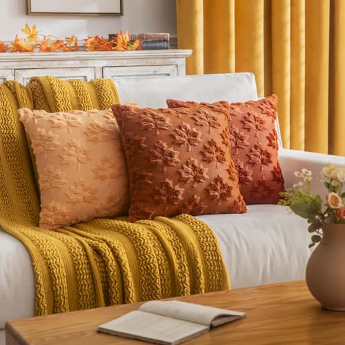 COSIBONO Maple Leaf Fall Throw Pillow Covers 18"x18" Set of 2, Rust Red Farmhouse Decorative Pillow Covers for Autumn Harvest Holiday Accent Pillow Cases, Faux Fur Pillow Covers for Couch Bed Room - Image 5