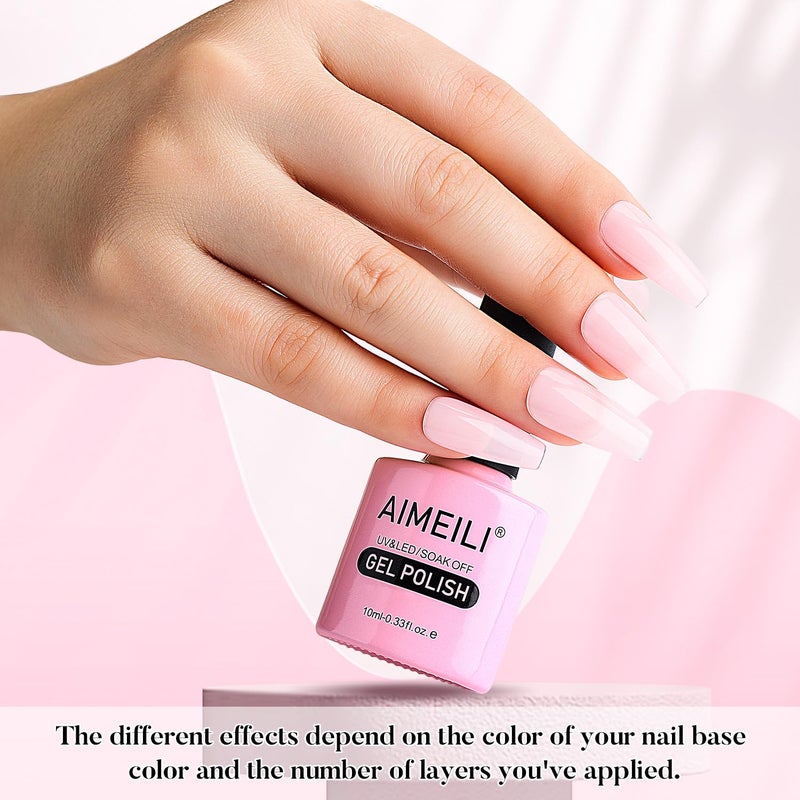 AIMEILI Gel Nail Polish Cruelty Free Vegan Nail Gel Soak Off U V LED Hema Free Nude Nail Art - Rose Nude (022) 10ml - Image 3