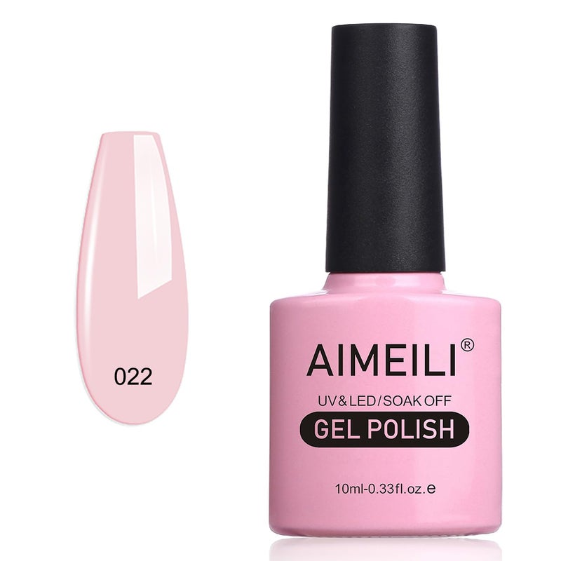 AIMEILI Gel Nail Polish Cruelty Free Vegan Nail Gel Soak Off U V LED Hema Free Nude Nail Art - Rose Nude (022) 10ml - Image 1