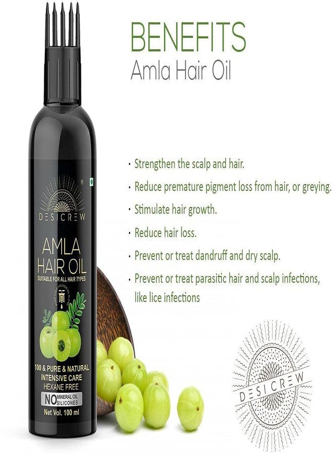 Desicrew Amla Hair Oil - WITH COMB APPLICATOR - Cold Pressed - Promotes Healthy, Voluminous & Smooth Hair 100mL Hair Oil (100 ml) - Image 5