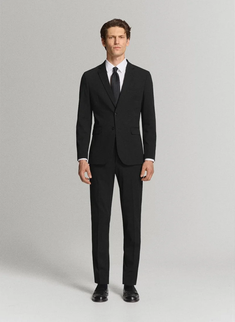Mango Man 99-NEGRO Super Slim-Fit Suit Jacket In Stretch Fabric for Men | Best Price UAE