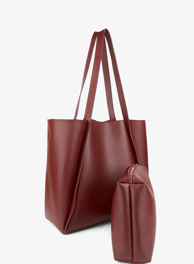 Women's Kangaroo Burgundy Baby Foldable Suede Soft Leather Large Shopper Bag.