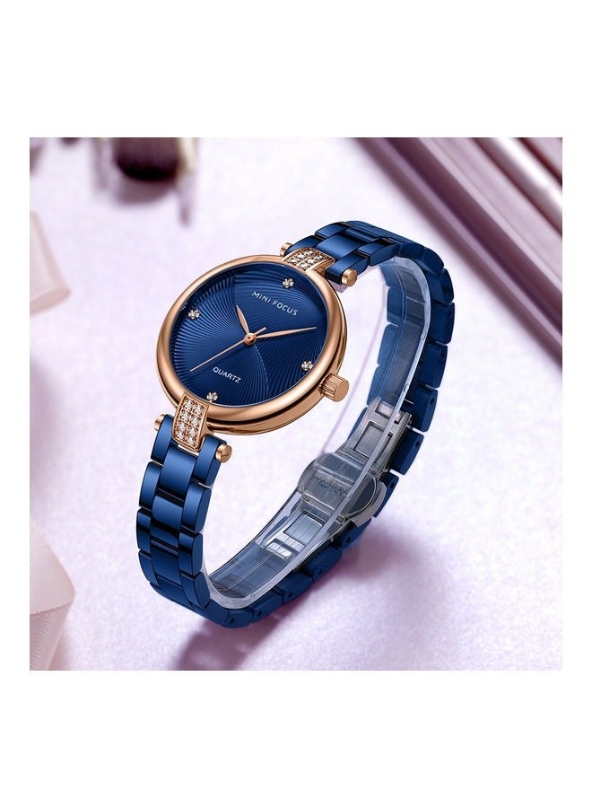 MINI FOCUS Lady watch rose shell blue face blue steel belt - Image 2
